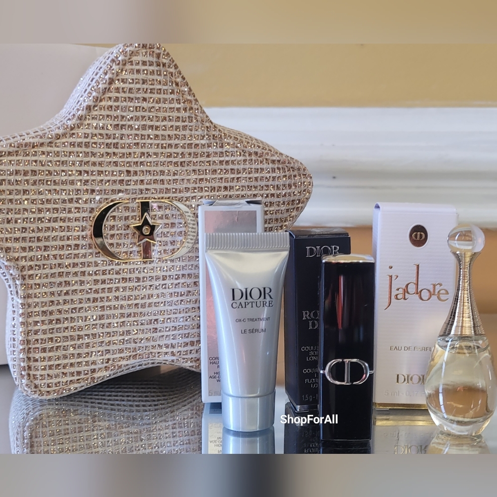 Dior Star-Shaped Gold Cosmetic Bag Set